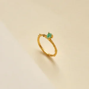 Anillo Solitario Esmeralda Dorado