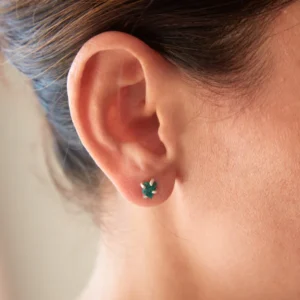 Aretes Esmeralda Muzo en Bruto Plata Ley 950